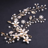 Cheap Gold Leaf Wedding Hair Accessory Pearls Crowns