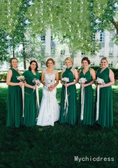 Cheap Infinity Chiffon Emerald Green Junior Bridesmaid Dresses Multiway
