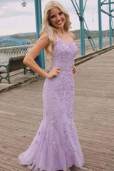 Cheap Lavender Lace Prom Dresses Mermaid Sleeveless 2024