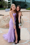 Cheap Lilac Lace Prom Dresses Mermaid Backless Formal Dresses Outfits