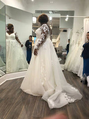 Cheap Long Sleeves Beach Wedding Dresses Plus Size Lace Bridal Wears