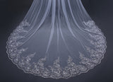 Hot Tulle Lace Applique Edge Cheap Wedding Veil with Sequined 3MX3M