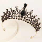 Vintage Handmade Crystal Black Quince Crown Baroque Pearl Bridal Rhinestone Tiara