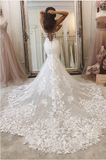 Mermaid Lace Ivory Wedding Dresses Spaghetti Straps Bridal Wears