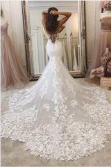 Mermaid Lace Ivory Wedding Dresses Spaghetti Straps Bridal Wears