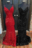 Deep V Neck Sequin Prom Dresses 2024 Mermaid Long Formal Dress