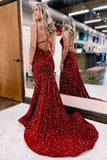 Deep V Neck Sequin Prom Dresses 2024 Mermaid Long Formal Dress