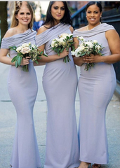 Cheap Dusty Bule Bridesmaid Dresses One Shoulder Wedding Guest Dresses