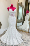 Elegant Lace White Wedding Dresses Long Mermaid Spaghetti Straps Bridal Wear