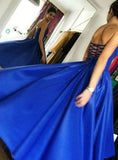 Sweetheart Royal Blue Satin Homecoming Dresses Criss Cross Back