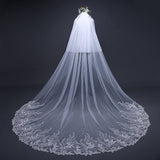Elegant Tulle Lace Wedding Veils with Applique Sequined Edge 3MX3M