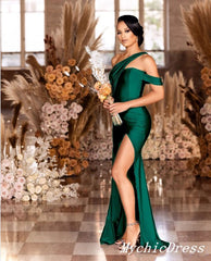Emerald Green Bridesmaid Dresses Multiway High Split Mermaid Wedding Guest Dress MyChicDress