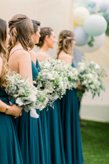 Floor-Length Chiffon Emerald Green Bridesmaid Dress Cheap Wedding Guest Dress