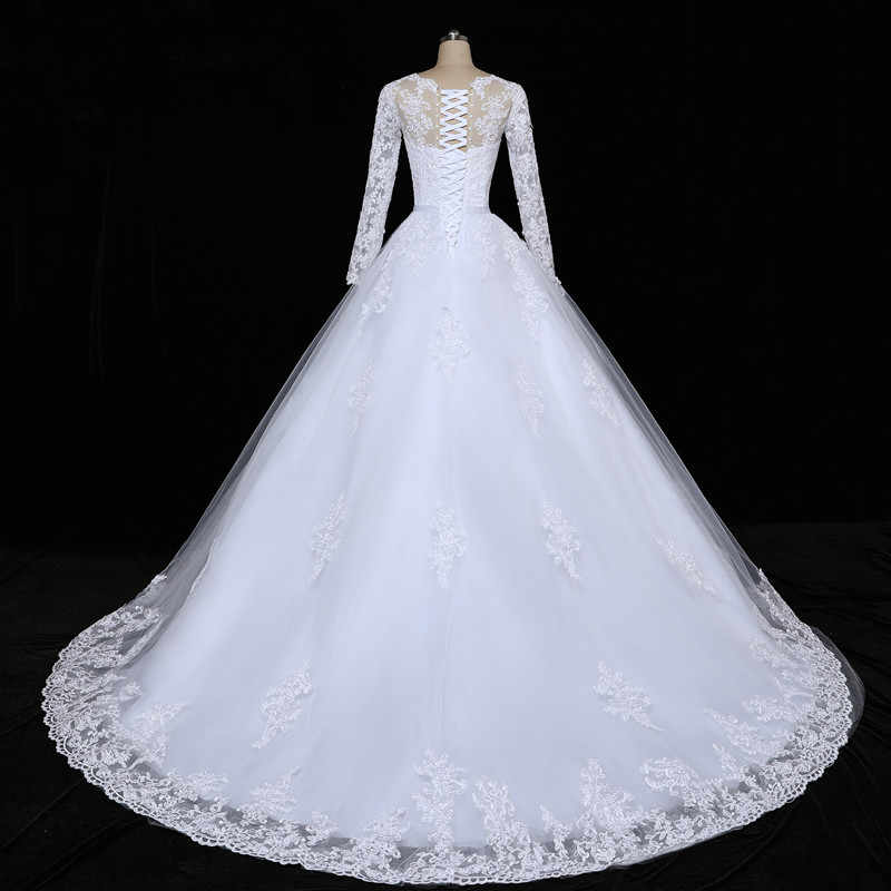 Floral Mermaid Tulle Lace Vintage Long Sleeves Wedding Dresses MyChicDress