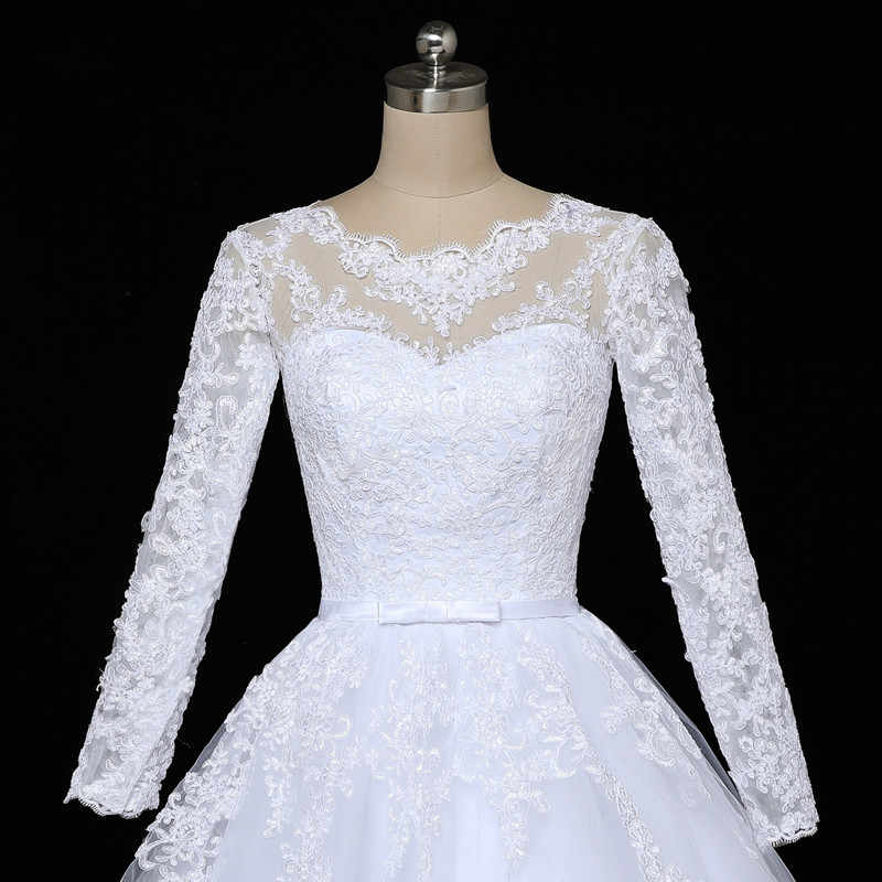 Floral Mermaid Tulle Lace Vintage Long Sleeves Wedding Dresses MyChicDress