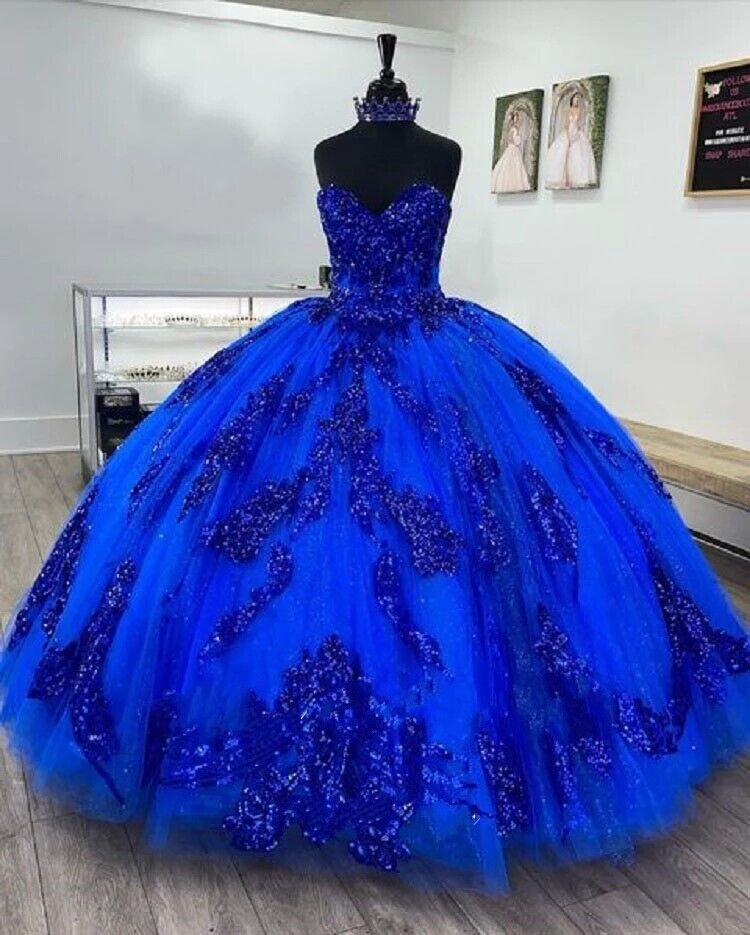 Glitter 3D Flowers Red Quinceanera Dresses Sweetheart Sweet 15 Prom Dr ...