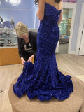 Glitter Sequin Royal Blue Prom Dresses 2024 Long Mermaid Evening Dress