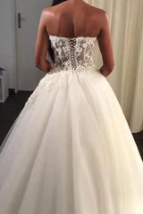 Gorgeous A Line Sweetheart Vintage Lace Wedding Dresses Tulle Lace Up Back MyChicDress