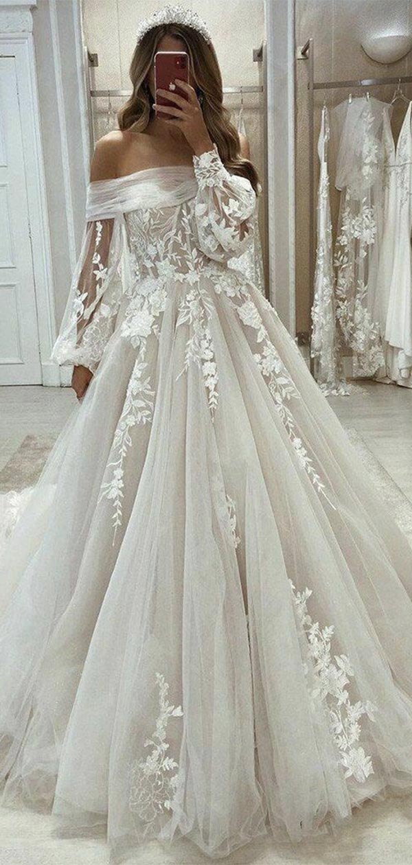 White Wedding Poofy Wedding Dresses With Sleeves Glitter Tulle Ball Gown Robe De Noiva Wedding Dress Sweetheart Puff Sleeves Pleat Wedding Gowns Plus