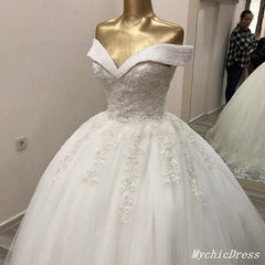 Gorgeous Off the Shoulder Lace Sequin Vintage Wedding Dresses MyChicDress