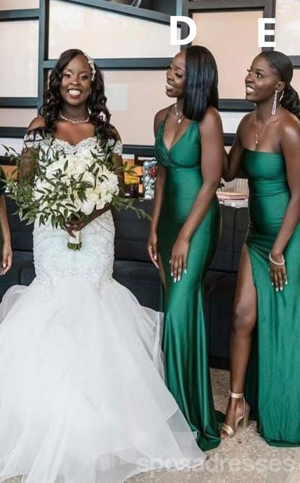 Multiway Elastic Satin Emerald Green Bridesmaid Dresses Mismatched ...