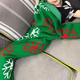 Green Snowflake Kids Mermaid Tail Blanket for girls