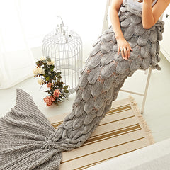 Grey Fish Scale Design Mermaid Blankets for Adults