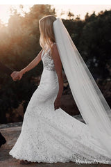 Mermaid Boho Beach Lace Wedding Dresses Country V Neck Bridal Gowns