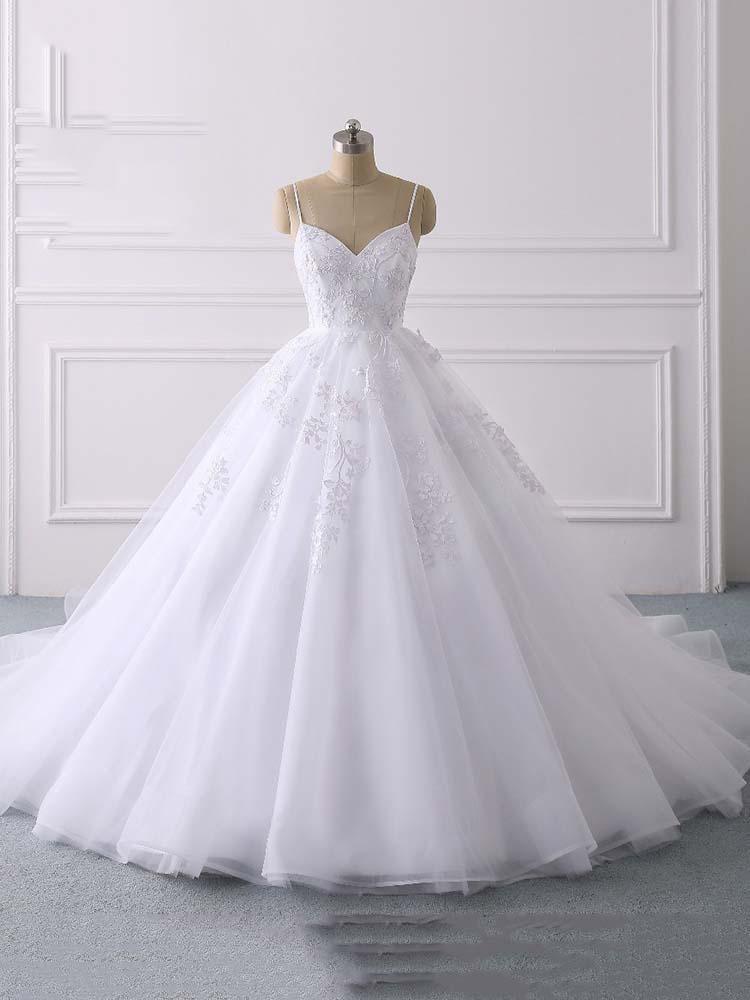 Lace Applique Ball Gown Vestido Wedding Dresses Spaghetti Straps MyChicDress Lace Applique Ball Gown Vestido Wedding Dresses Spaghetti Straps MyChicDress