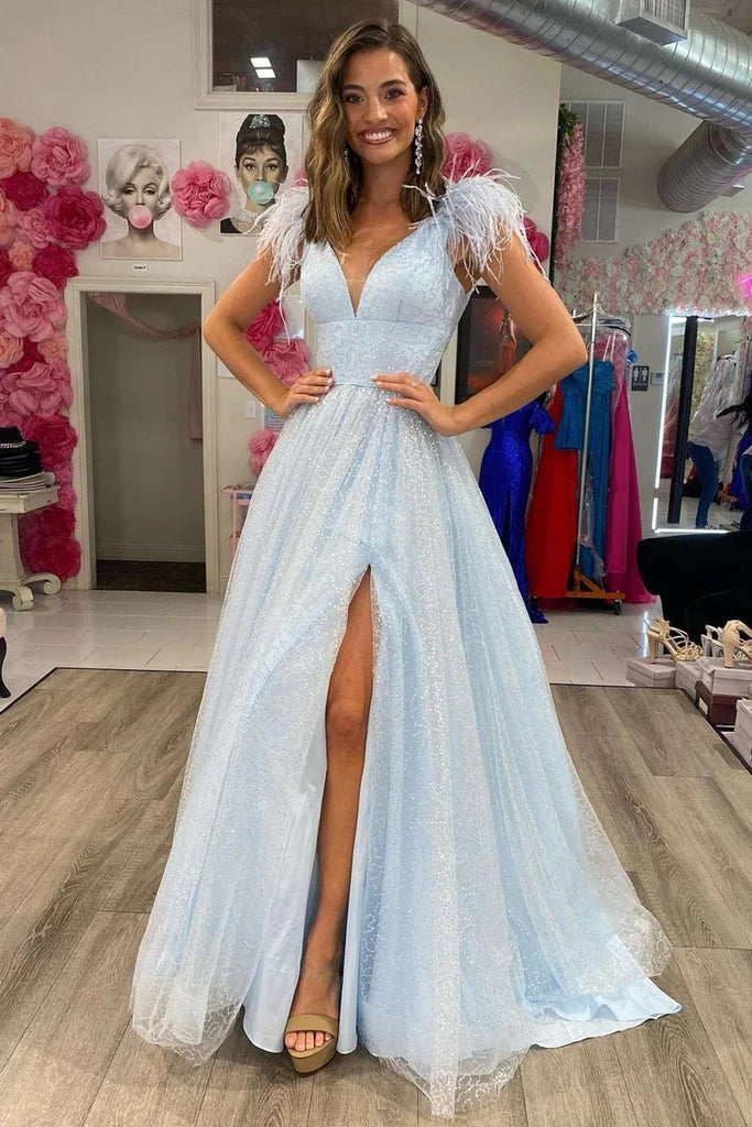 Light Blue Prom Dresses Long