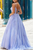 Long Lilac Lace Prom Dresses with Pockets V Neck Cheap Formal Evening Dresses