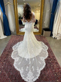 Long Sleeves Square Neck Wedding Dresses Lace Mermaid Backless Appliques