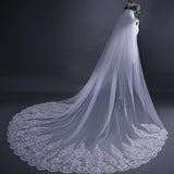 Luxury Princess Lace Wedding Veils with Applique Sequined Trim 3MX3M