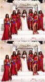 Mismatched Red Bridesmaid Dresses Long Sleeveless Wedding Guest Dress