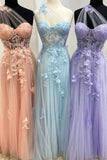 One Shoulder Flowers Lace Prom Dresses Applique Sweetheart with Split