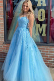 Hot 2024 Blue Prom Dresses Cheap Lace Long Evening Gowns