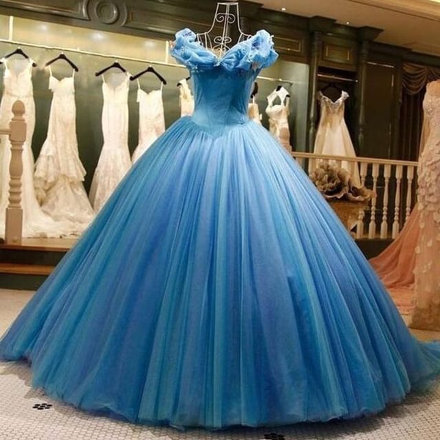 Princess Ball Gown Blue Quinceanera Dresses Tulle Sweet 16 Dresses MyChicDress