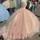 Princess 3D Flowers Lavender Quince Dresses Lace Ball Gown Sweet 16 Dresses