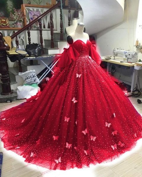 Red Color Georgette Thread Work Anarkali Dress