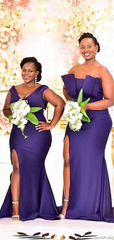 Long Multiway Purple Bridesmaid Dresses Mermaid Sleeveless Wedding Guest Dress