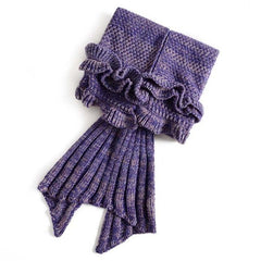 Purple Ruffled Hem Kids Mermaid Blanket for Girls