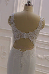 Real Long Vintage Lace Wedding Dresses Mermaid Sleeveless Bridal Gowns MyChicDress