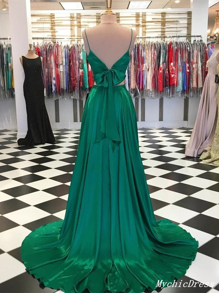 Two Piece Emerald Green Long Prom Dress with Bow PG869 US16 / Emerald Green Two Piece Emerald Green Long Prom Dress with Bow PG869 US16 / Emerald Green