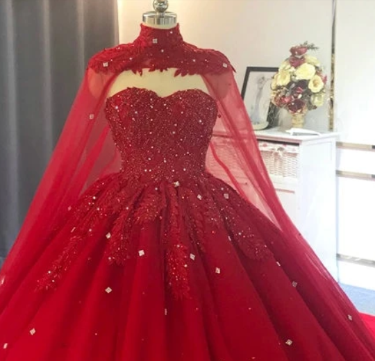 Fashion Spaghetti Straps Ball Gown Dark Red Prom Dress – daisystyledress