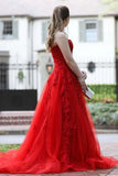 Gorgeous Long Red Lace Prom Dresses Sweetheart Strapless Evening Gown