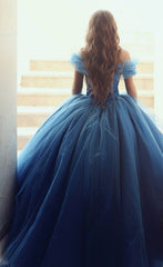 Princess 2024 Royal Blue Quinceanera Dresses Ball Gown Tulle Sweet 16 Dresses