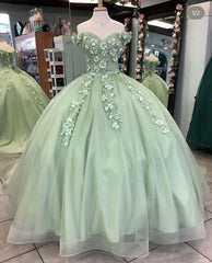2024 Sage Green Sweet 16 Dress Off Shoulder Quinceanera Dresses Applique