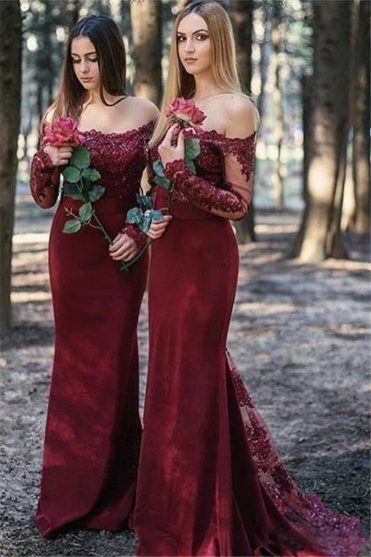 Sexy Cheap Long Sleeve Lace Burgundy Bridesmaid Dresses Sexy Cheap Long Sleeve Lace Burgundy Bridesmaid Dresses