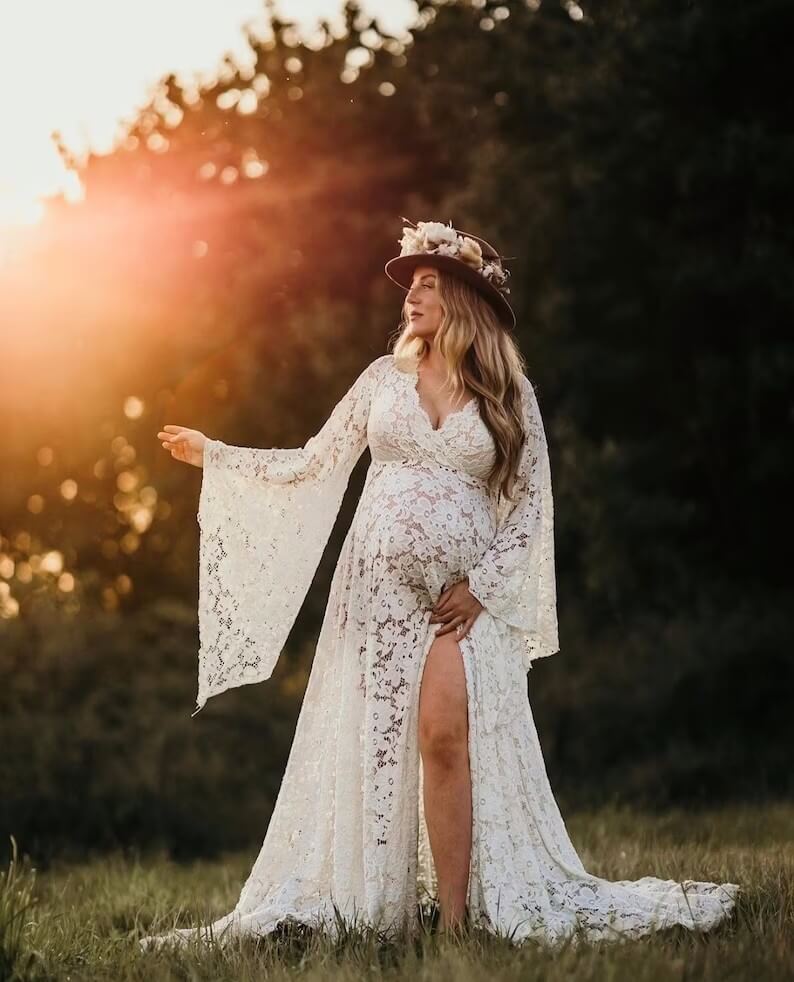 Boho Lace Dress Photoshoot Sexy Maternity Dress Boho Lace Baby