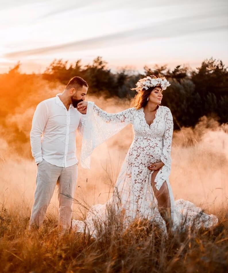 Sexy Maternity Dress Boho Lace Baby Shower Dress Cheap Pregnancy